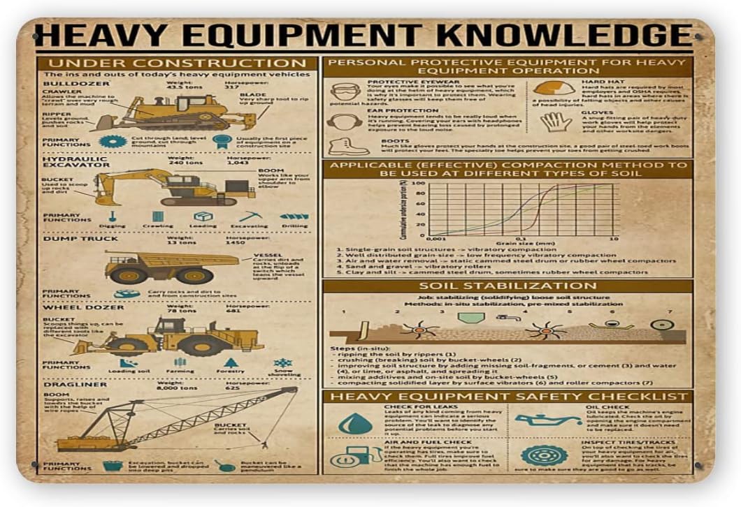Heavy Equipment Sign - لافتات معدنية وملصقات صفيح معدنية بتصميمات