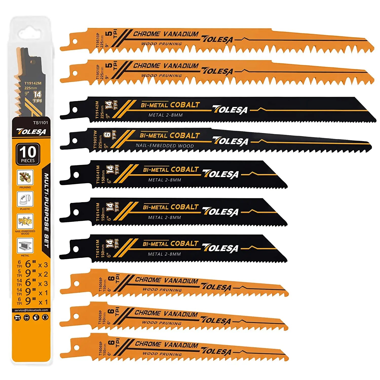 Heavy Equipment Blade - TOLESA 10 قطعة شفرات المنشار الترددية